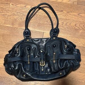 Chic Lockheart Black Leather Designer Shoulder Bag